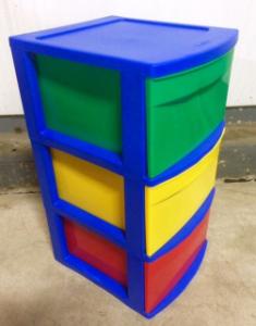 Bin, Three Color with Casters, 3-Drawer