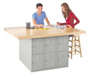 Four-Station Workbenches with Lockers