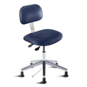 Biofit Bridgeport series static control chair, medium seat height range, aluminum base and glides; grounded Navy Upholstery
