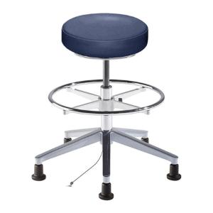 Biofit Rexford series static control stool, medium seat height range with aluminum base, adjustable footring and glides