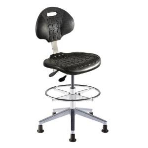 Biofit UniqueU series ergonomic chair, high seat height range with aluminum base, adjustable footring and glides