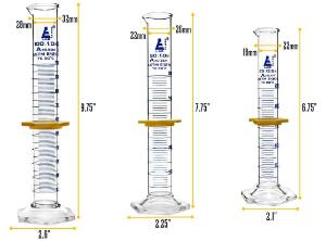 Safety pack measuring cylinder set, 25, 50, 100 ml, class A