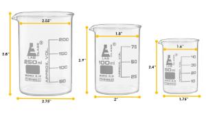 Glass set of 9 beaker flasks cylinders