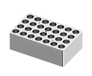 Block for dry bath, holds 28×5 ml or 15 ml tubes