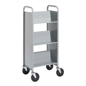 Gray Cart with Three Single-Sided Sloping Shelves