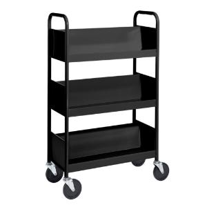 Black Cart with Three Single-Sided Sloping Shelves