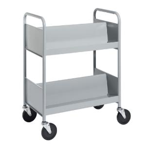 Gray Cart with Two Double-Sided Sloping Shelves