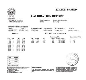 Calibration report example