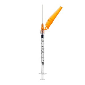 Safety needle with syringe combination