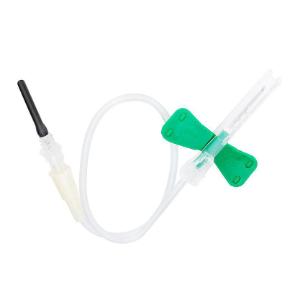 Safety winged blood collection needle with Luer adapter