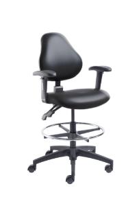 VWR® Upholstered Lab Chair with Arms, CAL 133, Bench Height, Dual Soft-Wheel Casters