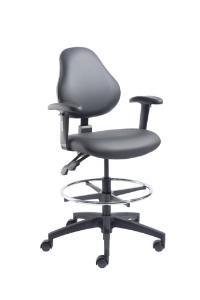 VWR® Upholstered Lab Chairs with Arms, Bench Height, Dual Soft-Wheel Casters