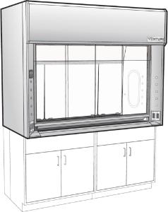 Venturi V06 General Purpose Bench Fume Hood with Combination Vertical Rising/Horizontal Sash, Type 304L Stainless Steel Liner, Kewaunee Scientific