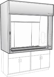 Venturi V25 LX Series General Purpose Bench Fume Hoods with 28" Vertical Rising Sash, Kemglass Liner, Kewaunee Scientific