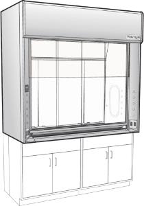 Venturi V26 LX Series General Purpose Bench Fume Hoods with 35" Combination Vertical/Horizontal Sash, Type 304L Stainless Steel Liner, Kewaunee Scientific