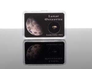 Lunar meteorite in display box