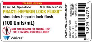 Practi-heparin lock flush 100 label