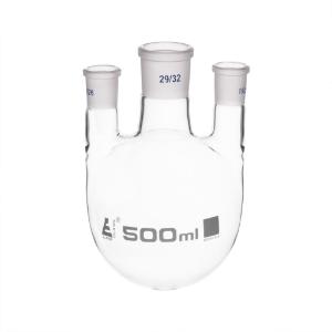 Distilling flasks with 3 parallel necks, round bottom, interchangable joints