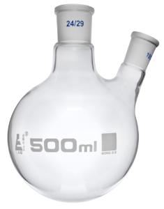 Distilling flasks with oblique neck, round bottom, interchangable joints