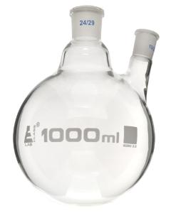 Distilling flasks with oblique neck, round bottom, interchangable joints