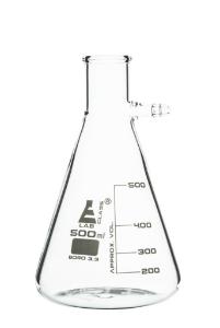 Filtering flasks with integral side arm