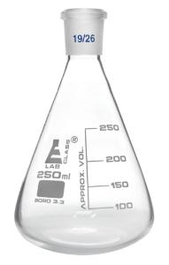 Erlenmeyer flasks, graduated with ground joint