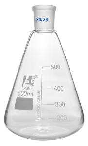 Erlenmeyer flasks, graduated with ground joint