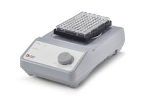 Microplate shaker shown with included single-microplate clamp