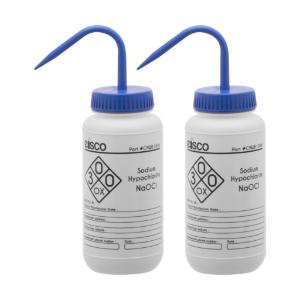 Wash bottles, Sodium hypochlorite, 500 ml