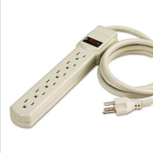 Innovera six-outlet power strip, 4-foot cord, ivory