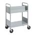 Gray Cart with One Double-Sided Sloping Shelf, One Flat Bottom Shelf