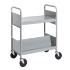 Gray Cart with One Flat Top Shelf, One Double-Sided Sloping Shelf