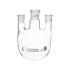 Distilling flasks with 3 parallel necks, round bottom, interchangable joints