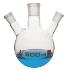 Distilling flasks with 3 angled necks, round bottom, interchangable joints